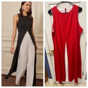 Custom Made Inspired Adriana, Papel, red color blocked overlay jumpsuit  L